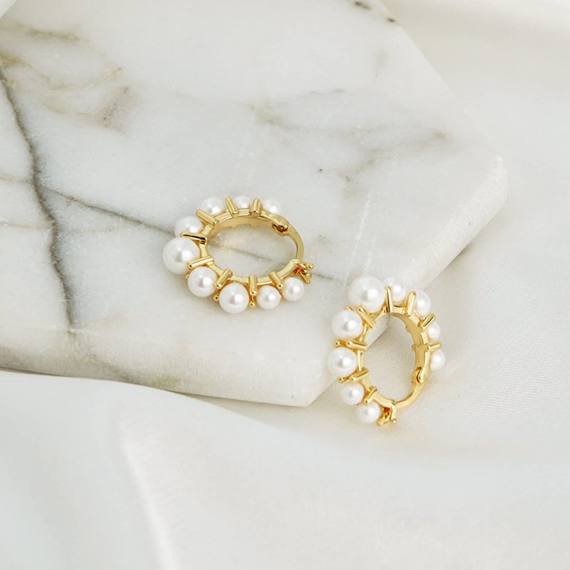 RONLLNA Pearl Hoop Earrings for Women Fashion Dangle Hypoallergenic Layer Earrings Drop Dangle Earrings Gifts for Women - Image 2